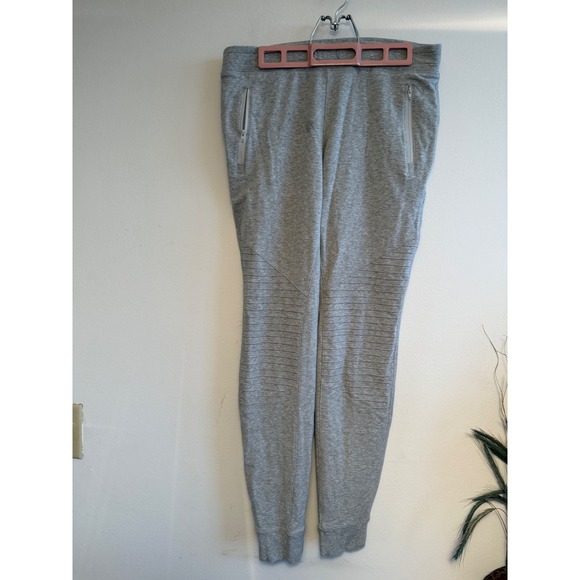 ALO Yoga Pants - Alo Yoga Urban Moto Sweatpants Heather Grey Ribbed Joggers Womens no drawstring